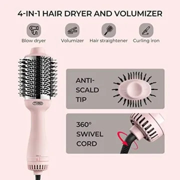 TYMO Pink Volumizer Hair Dryer Brush for Effortless Styling