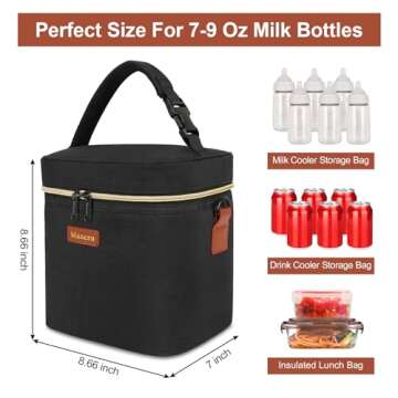 Mancro Breastmilk Cooler Bag with Ice Pack, Fits 6 Baby Bottles Up to 9 Ounce Insulated Bottle Bag, ...