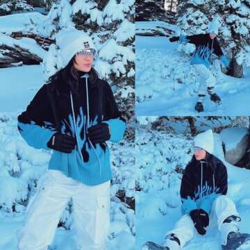 Vamtac Womens Crewneck Oversized Sweaters Y2K Aesthetic Flame Graphic Knitted Sweater Casual Pullove...