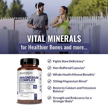 Magnesium Complex Supplement, 4 Month Supply of 500mg 5-in-1 Magnesium Bisglycinate, Oxide, Taurate, Chelate, Citrate, Max Absorption Magnesium Supplement for Calm, Sleep & Leg Cramps, 120 Capsule