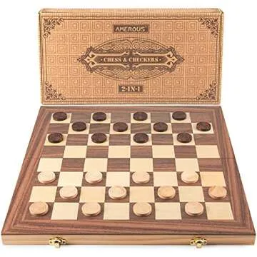 AMEROUS 15'' Wooden Chess & Checkers Set for All Ages