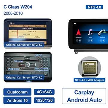 Dasaita 12.3" for Mercedes Benz C Class W204 C200 C230 C250 C300 C350 2008 2009 2010 NTG4.0 Android ...