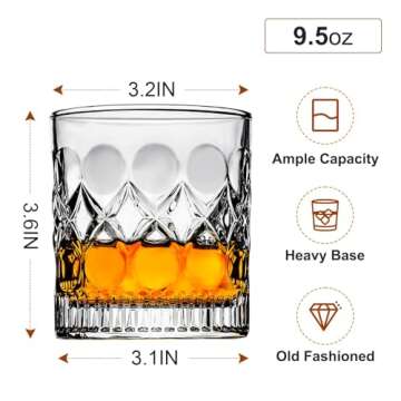 PARACITY Whiskey Glasses Set of 2,christmas gift, Old Fashioned Glasses, Rocks Glasses, Bourbon Glasses, Suitable for use in Bars, Parties, and Homes, The Right Gift for Men, Father 's Day Gift