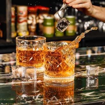 PARACITY Whiskey Glasses Set of 2,christmas gift, Old Fashioned Glasses, Rocks Glasses, Bourbon Glasses, Suitable for use in Bars, Parties, and Homes, The Right Gift for Men, Father 's Day Gift