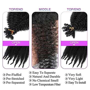 Pre-Separated Spring Twist Hair 24 Inch Long 6 Packs Soft Afro Twist Crochet Hair with Toka for Distressed Butterfly Locs Synthetic Marley hair Twist Braids Hair Extensions For Black Women (1B#)