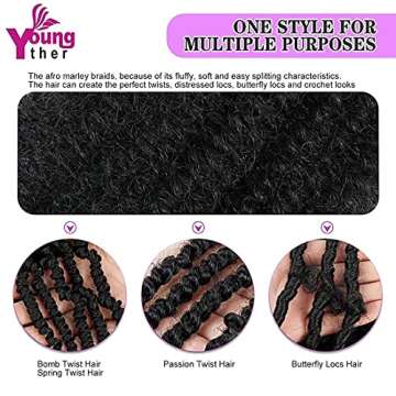 Pre-Separated Spring Twist Hair 24 Inch Long 6 Packs Soft Afro Twist Crochet Hair with Toka for Distressed Butterfly Locs Synthetic Marley hair Twist Braids Hair Extensions For Black Women (1B#)