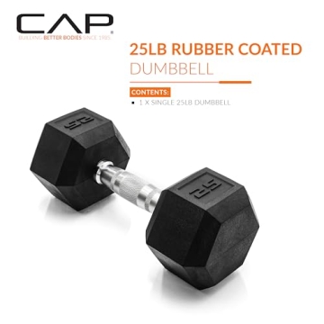 CAP Barbell 25 LB Coated Hex Dumbbell for Home Workouts