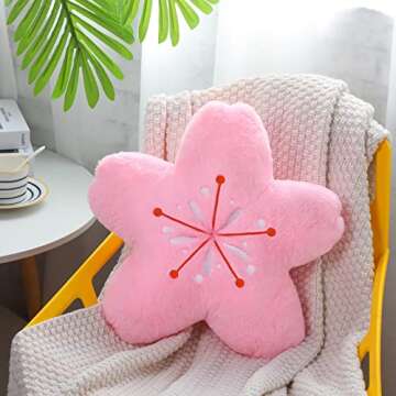 Unittype 2 Pcs Cherry Blossom Pillow Aesthetic Decor Flower Throw Pillows Sakura Floor Pillow Room Decor Kawaii Seating Cushion for Bedroom Car Bed Sofa Couch (Pink, 15.7 Inch)