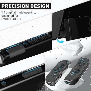 [Improved Version] Dockable Clear Case for Nintendo Switch OLED 2021, FANPL Protective Case Cover for Switch OLED and Joy Con Controller - Strong and Durable, Not Easy to Fall Off