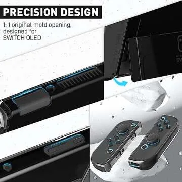 [Improved Version] Dockable Clear Case for Nintendo Switch OLED 2021, FANPL Protective Case Cover for Switch OLED and Joy Con Controller - Strong and Durable, Not Easy to Fall Off