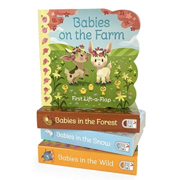 4 Pack Chunky Lift-a-Flap Baby Animals Board Books: Babies on the Farm, Babies in the Forest, Babies...