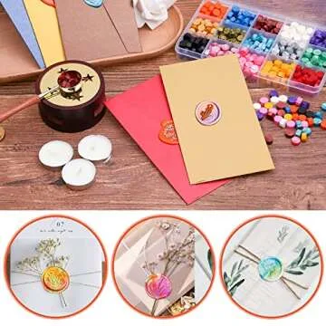 Wax Seal Stamp Kit, Caffox 462pcs Sealing Wax Kit with Wax Stamp Beads, Wax Seal Warmer, Wax Spoon and Tealight Candles for Craft, Letter Sealing and Envelope Stamp