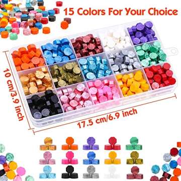 Wax Seal Stamp Kit, Caffox 462pcs Sealing Wax Kit with Wax Stamp Beads, Wax Seal Warmer, Wax Spoon and Tealight Candles for Craft, Letter Sealing and Envelope Stamp