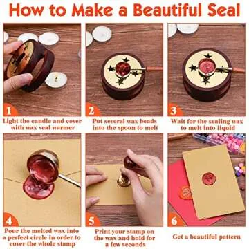 Wax Seal Stamp Kit, Caffox 462pcs Sealing Wax Kit with Wax Stamp Beads, Wax Seal Warmer, Wax Spoon and Tealight Candles for Craft, Letter Sealing and Envelope Stamp