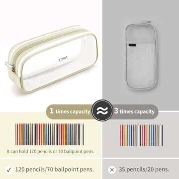 KALIDI Grid Mesh Pencil Case Large Capacity Pencil Case Big Pencil Pouch With Zipper Simple Statione...