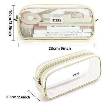 KALIDI Grid Mesh Pencil Case Large Capacity Pencil Case Big Pencil Pouch With Zipper Simple Stationery Bag Pen Bag for School Teen Girl Boy Aesthetic Multi-Purpose bag for office Men Women