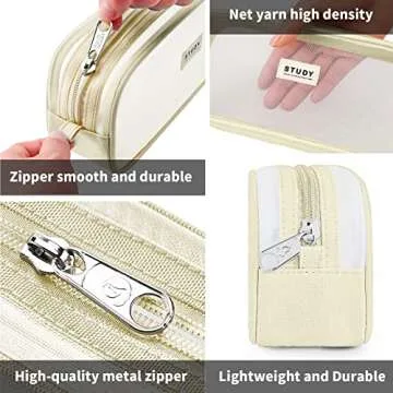 KALIDI Grid Mesh Pencil Case Large Capacity Pencil Case Big Pencil Pouch With Zipper Simple Stationery Bag Pen Bag for School Teen Girl Boy Aesthetic Multi-Purpose bag for office Men Women