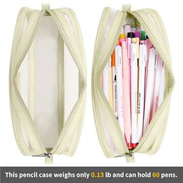 KALIDI Grid Mesh Pencil Case Large Capacity Pencil Case Big Pencil Pouch With Zipper Simple Stationery Bag Pen Bag for School Teen Girl Boy Aesthetic Multi-Purpose bag for office Men Women