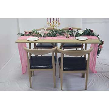 Indexco Blush Cheesecloth Table Runner for Stylish Decor