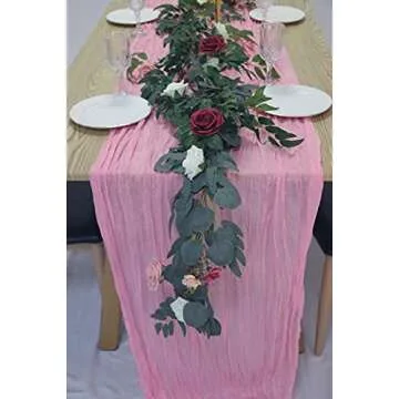 Indexco Blush Cheesecloth Table Runner for Stylish Decor