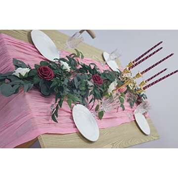 Indexco Blush Cheesecloth Table Runner for Stylish Decor