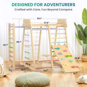 Upgraded Indoor Playground 9-in-1 Jungle Gym Kids Climbing Toys, Montessori Philosophy Waldorf Style...