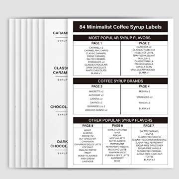 Stylish 84PCS Coffee Syrup Labels - Easy Organizing