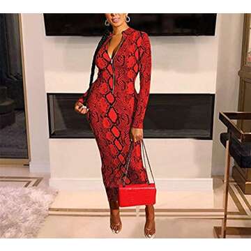 Shop Xuan2Xuan3 Long Sleeve Snake Printed Dress