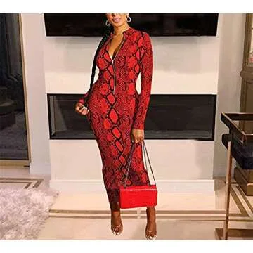 Shop Xuan2Xuan3 Long Sleeve Snake Printed Dress