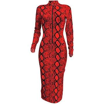 Shop Xuan2Xuan3 Long Sleeve Snake Printed Dress