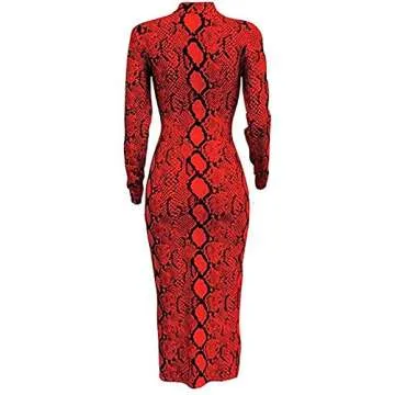 Shop Xuan2Xuan3 Long Sleeve Snake Printed Dress