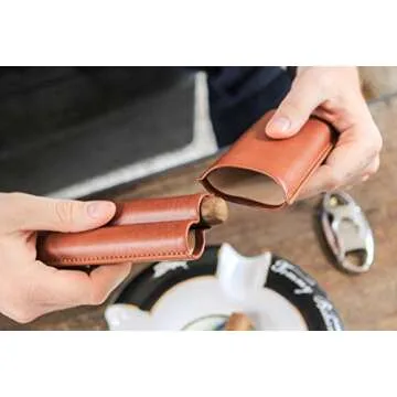 Stylish Monogrammed Vegan Leather Cigar Travel Case
