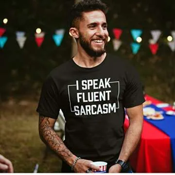 I Speak Fluent Sarcasm T-Shirt Funny Sarcastic Humor Comment Saying Men's T Shirt Navy Heather Large