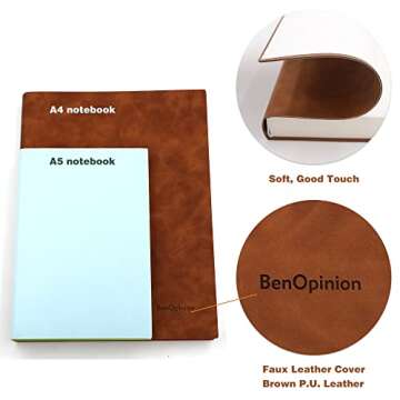 Large Lined Notebook Journal for Writing, Soft Faux Leather Cover, 100GSM Papers, 320 Pages, A4 8.4x11.4 inches Note Book for Work Men Business (Brown,Ruled)