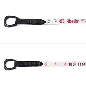 QWORK 1/2" x 100' Fiberglass Tape Measure, Engineer's Open Reel Dual Sided Measure, Orange