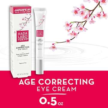 Hada Labo Tokyo Age Correcting Eye Cream, Anti-Aging Super Hyaluronic Acid, Collagen & Caffeine Redu...