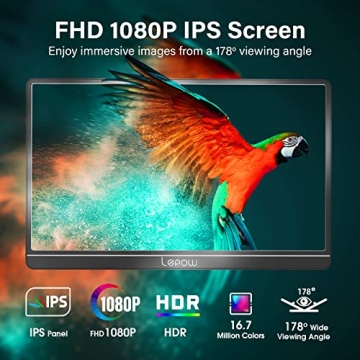 Lepow 15.6 Inch FHD Portable Monitor Ultra-Slim IPS Display