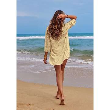 Ekouaer Womens Bikini Cover Up Casual Sun Summer Dresses Swiss Polka Dot Beach Cover Up