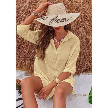 Ekouaer Womens Bikini Cover Up Casual Sun Summer Dresses Swiss Polka Dot Beach Cover Up