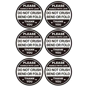 2" 300 PCS Black Do Not Crush Bend or Fold Handle with Love Labels Stickers Shipping Mailing Cartons...