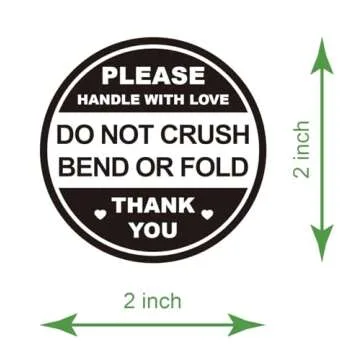 2" 300 PCS Black Do Not Crush Bend or Fold Handle with Love Labels Stickers Shipping Mailing Cartons Envelops Adhesive Labels