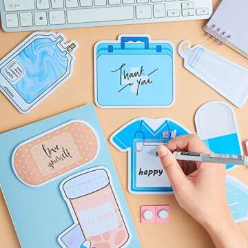 8 Pack Mini Funny Nurse Sticky Notes Nursing Student Essentials School Gifts Stationary Sticky Notes Booklet Self Stick Pads for Hospital School Supplies