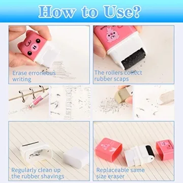 Sooez 12 Pack Cute Roller Pencil Erasers for Kids