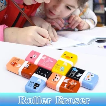 Sooez 12 Pack Cute Roller Pencil Erasers for Kids