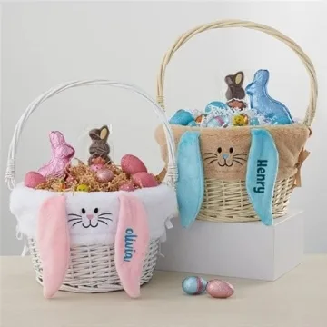 Personalized Tan Bunny Easter Basket for Kids