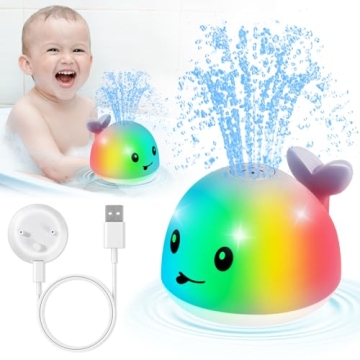 【2025 Upgraded】Gigilli Baby Whale Bath Toy - Easy Charging, Bath Toys for Kids Ages 1-3, Light U...