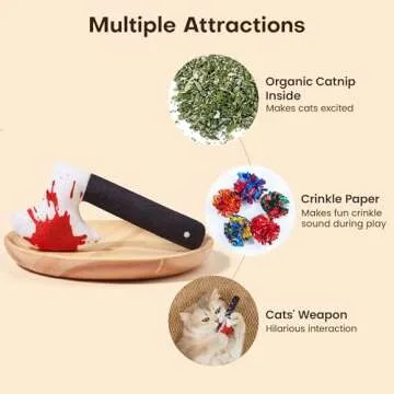 Potaroma 4Pcs Cat Toys Catnip Crinkly Sound Toy, Horror Knife-Shaped Kitten Bite Kicker Toys, Indoor...