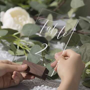 UNIQOOO 20 Pack Place Card Holders | Rustic Walnut Wood Escort Cards Display Stands | Table Number S...