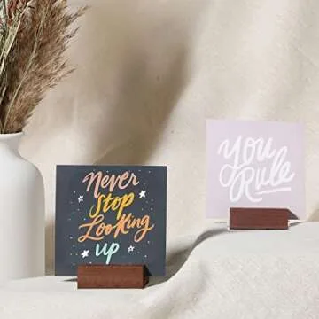 UNIQOOO 20 Pack Place Card Holders | Rustic Walnut Wood Escort Cards Display Stands | Table Number Sign Stand | Photo Stand | Perfect for Retail Shop Cafe Home Wedding Dinner Party Events Decoration