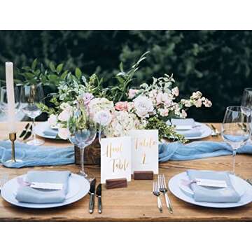 UNIQOOO 20 Pack Place Card Holders | Rustic Walnut Wood Escort Cards Display Stands | Table Number Sign Stand | Photo Stand | Perfect for Retail Shop Cafe Home Wedding Dinner Party Events Decoration